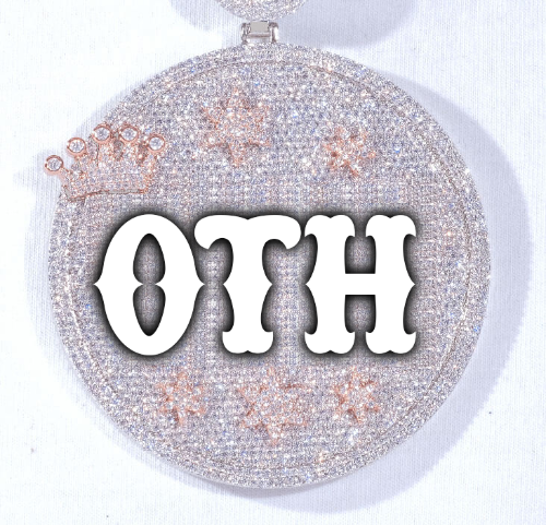 CUSTOM LETTER NECKLACE 3D BIG CROWN DISC
