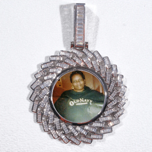 Large 3D Baguette Custom Picture Pendant