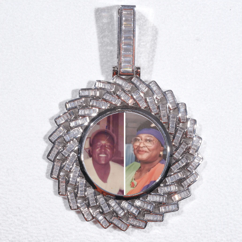 Large 3D Baguette Custom Picture Pendant