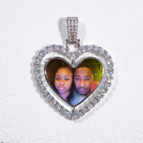 3D Spinning 2-Faced Heart Custom Picture Pendant