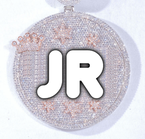 CUSTOM LETTER NECKLACE 3D BIG CROWN DISC