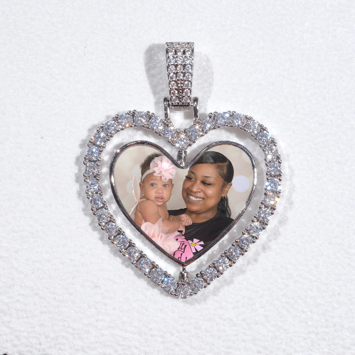3D Spinning 2-Faced Heart Custom Picture Pendant