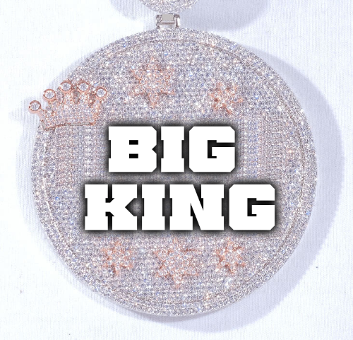 CUSTOM LETTER NECKLACE 3D BIG CROWN DISC