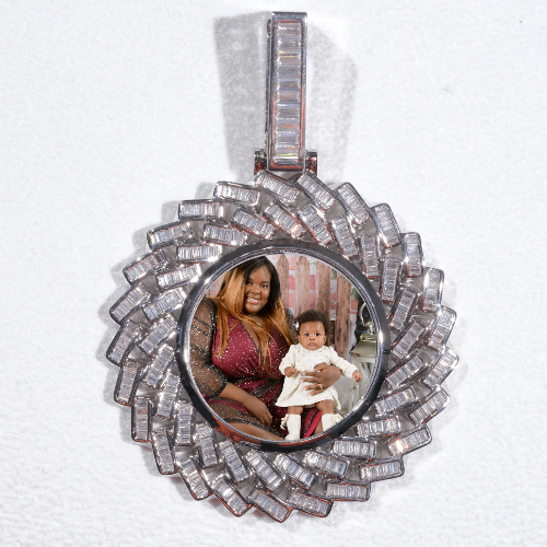 Large 3D Baguette Custom Picture Pendant