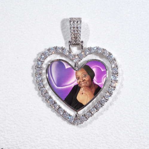 3D Spinning 2-Faced Heart Custom Picture Pendant