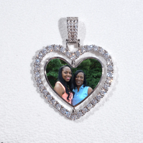 3D Spinning 2-Faced Heart Custom Picture Pendant