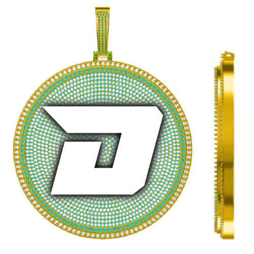 CUSTOM LETTER NECKLACE 3D BIG DISC