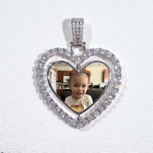 3D Spinning 2-Faced Heart Custom Picture Pendant