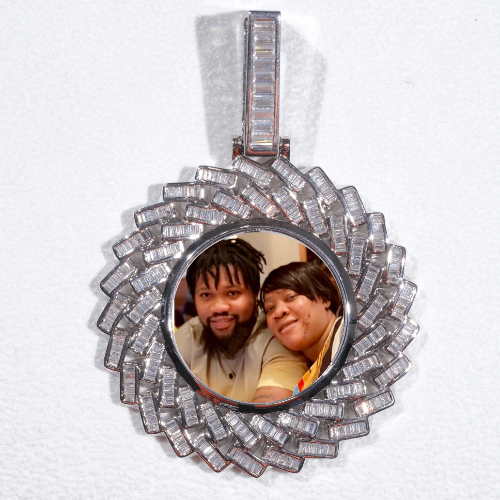 Large 3D Baguette Custom Picture Pendant