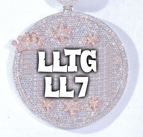 CUSTOM LETTER NECKLACE 3D BIG CROWN DISC