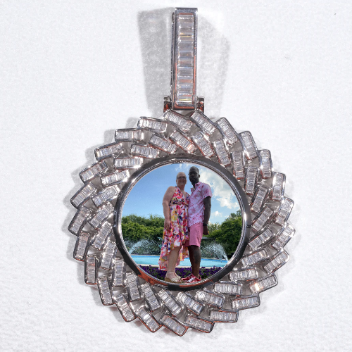 Large 3D Baguette Custom Picture Pendant