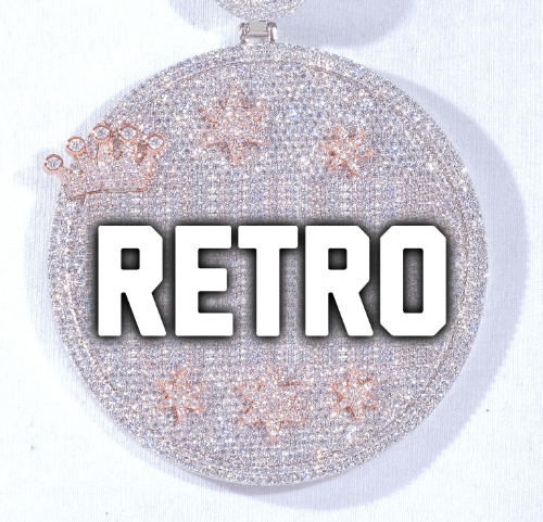 CUSTOM LETTER NECKLACE 3D BIG CROWN DISC