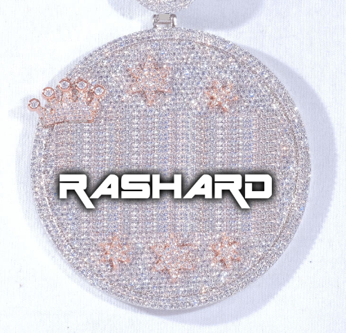 CUSTOM LETTER NECKLACE 3D BIG CROWN DISC