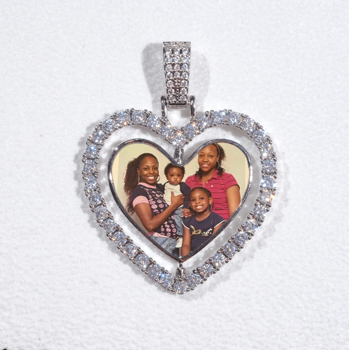 3D Spinning 2-Faced Heart Custom Picture Pendant