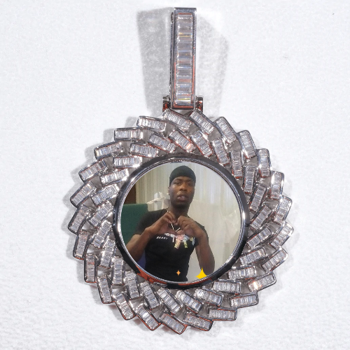Large 3D Baguette Custom Picture Pendant
