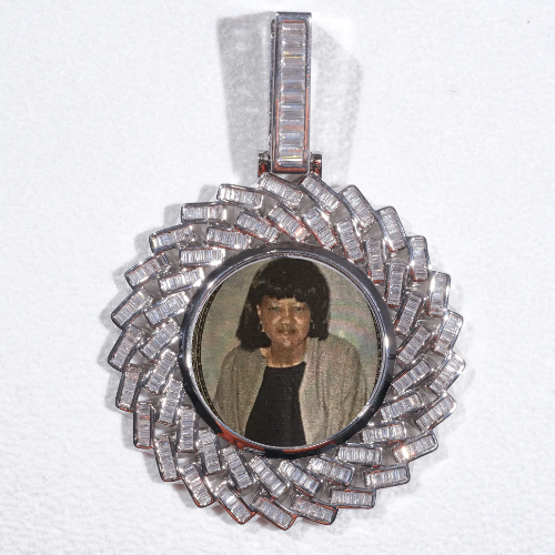 Large 3D Baguette Custom Picture Pendant
