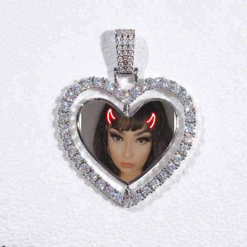 3D Spinning 2-Faced Heart Custom Picture Pendant