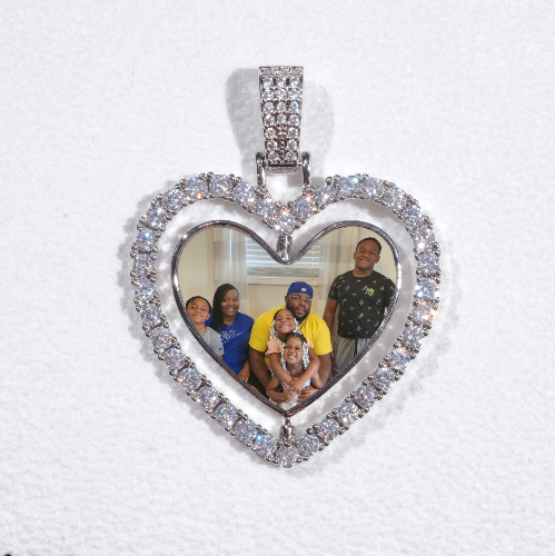 3D Spinning 2-Faced Heart Custom Picture Pendant