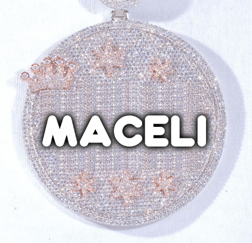 CUSTOM LETTER NECKLACE 3D BIG CROWN DISC