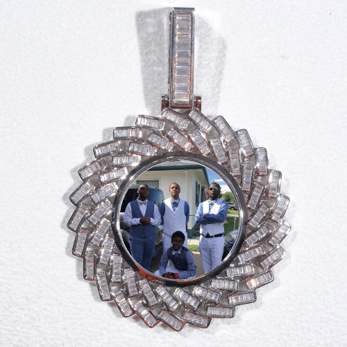Large 3D Baguette Custom Picture Pendant