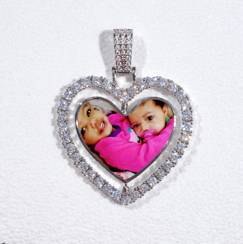 3D Spinning 2-Faced Heart Custom Picture Pendant