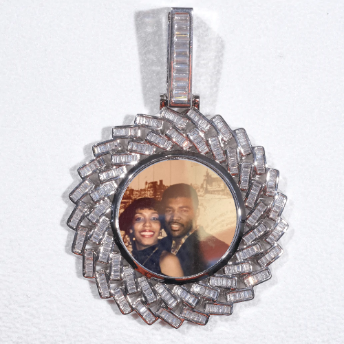 Large 3D Baguette Custom Picture Pendant