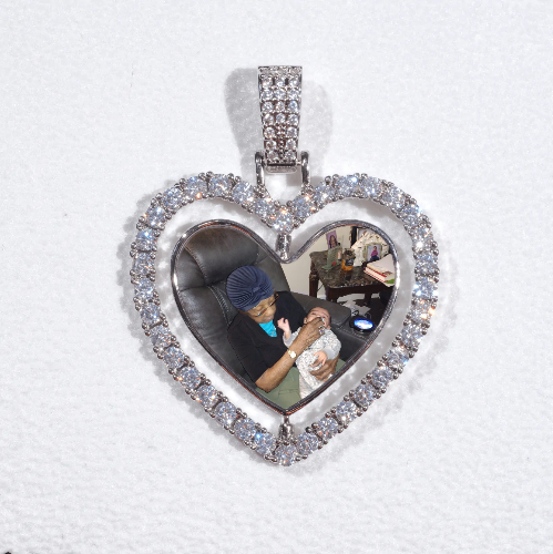 3D Spinning 2-Faced Heart Custom Picture Pendant