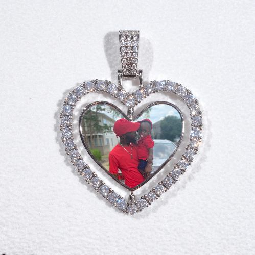 3D Spinning 2-Faced Heart Custom Picture Pendant
