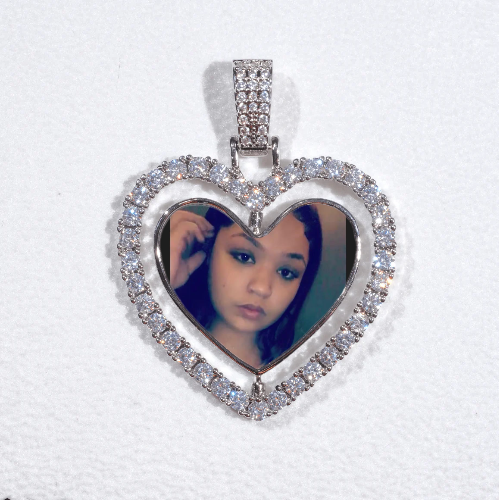 3D Spinning 2-Faced Heart Custom Picture Pendant
