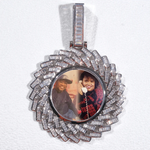 Large 3D Baguette Custom Picture Pendant