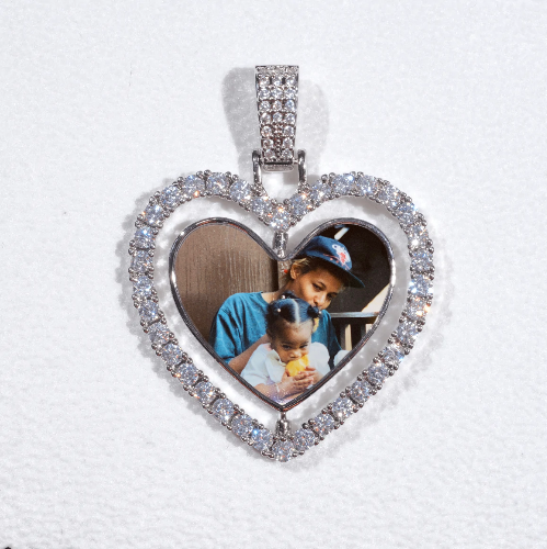 3D Spinning 2-Faced Heart Custom Picture Pendant