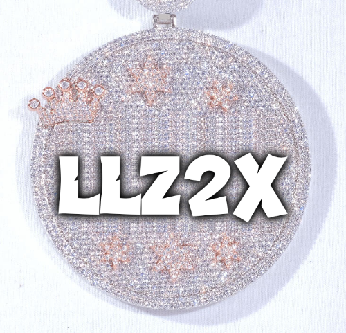 CUSTOM LETTER NECKLACE 3D BIG CROWN DISC