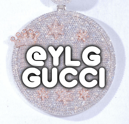 CUSTOM LETTER NECKLACE 3D BIG CROWN DISC