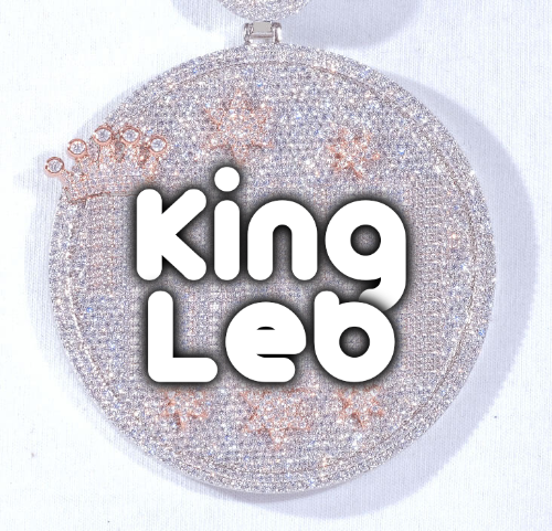 CUSTOM LETTER NECKLACE 3D BIG CROWN DISC