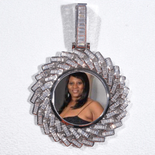 Large 3D Baguette Custom Picture Pendant