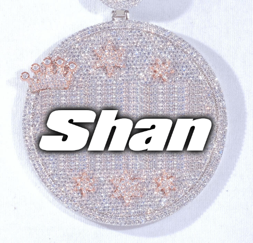 CUSTOM LETTER NECKLACE 3D BIG CROWN DISC
