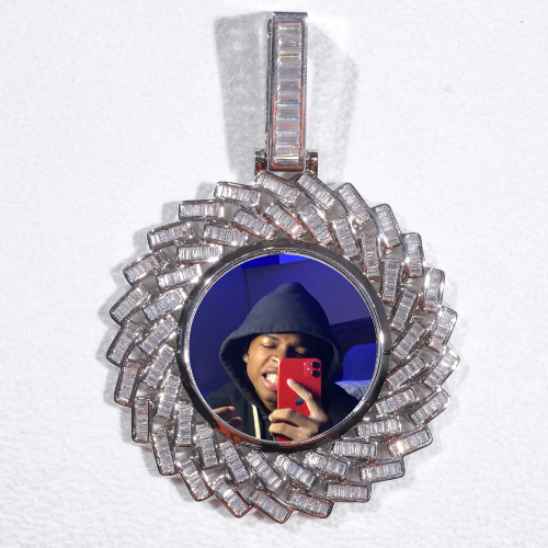 Large 3D Baguette Custom Picture Pendant