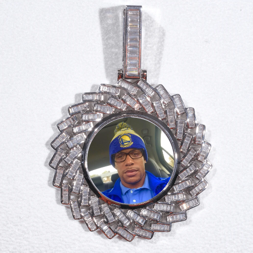 Large 3D Baguette Custom Picture Pendant
