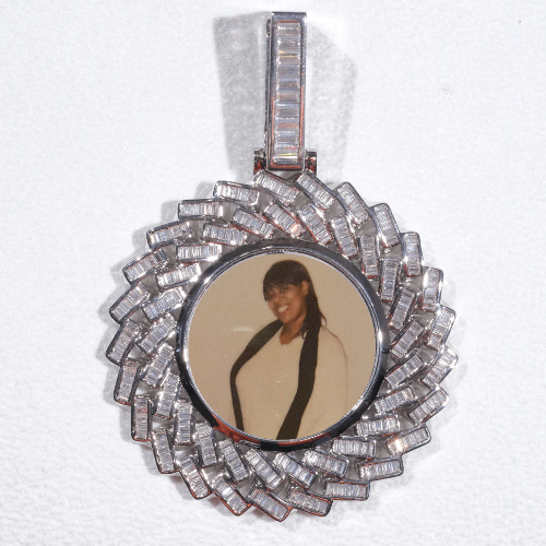 Large 3D Baguette Custom Picture Pendant