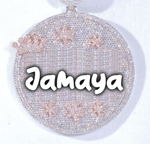 CUSTOM LETTER NECKLACE 3D BIG CROWN DISC