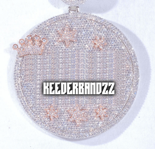 CUSTOM LETTER NECKLACE 3D BIG CROWN DISC