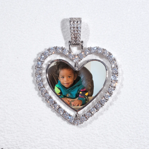 3D Spinning 2-Faced Heart Custom Picture Pendant