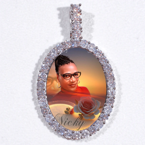 Large 3D Oval Custom Picture Pendant