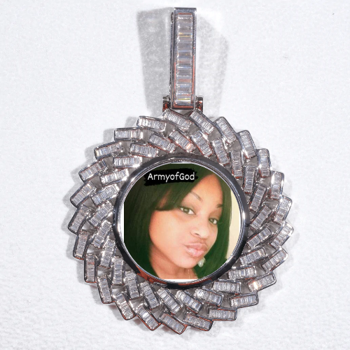 Large 3D Baguette Custom Picture Pendant