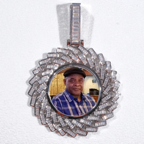 Large 3D Baguette Custom Picture Pendant