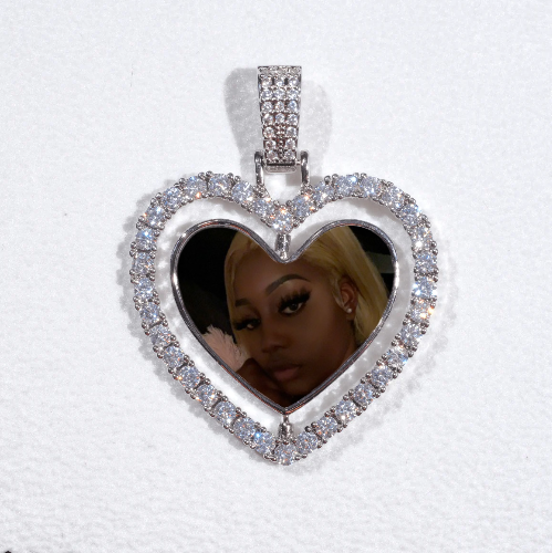 3D Spinning 2-Faced Heart Custom Picture Pendant