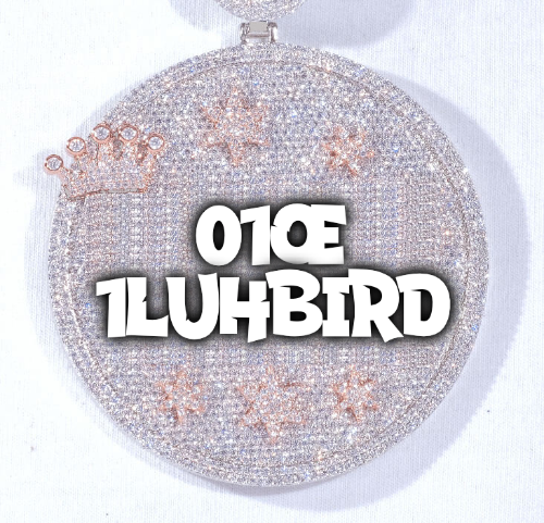 CUSTOM LETTER NECKLACE 3D BIG CROWN DISC