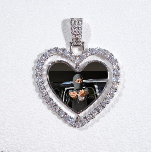 3D Spinning 2-Faced Heart Custom Picture Pendant