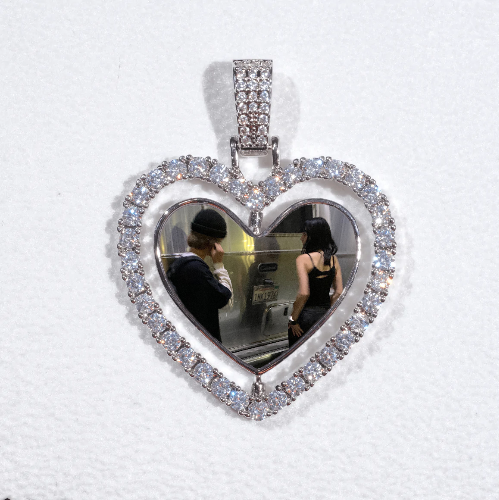 3D Spinning 2-Faced Heart Custom Picture Pendant