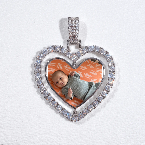3D Spinning 2-Faced Heart Custom Picture Pendant